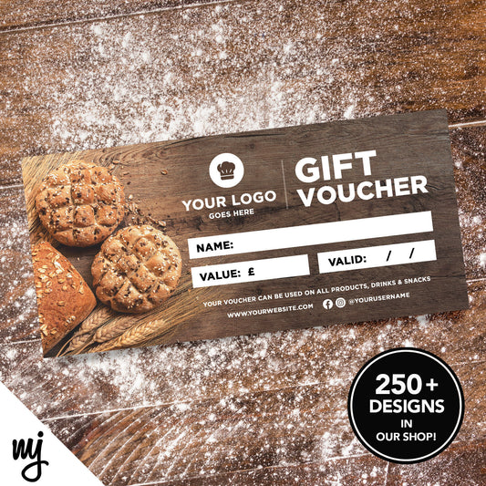 Custom Printed Business Gift Vouchers | Bakery Cake Bread Shop Food Cafe 04