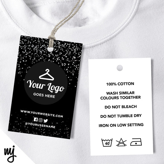 Black White Glitter Swing Tags