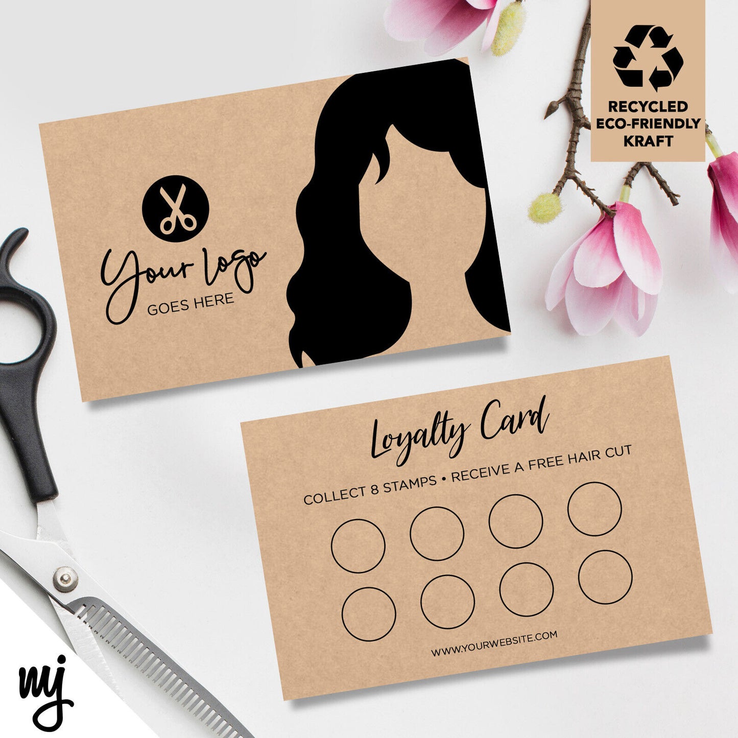 Kraft Loyalty Cards Eco Recyclable | Hairdresser Hair Salon Business Women 02