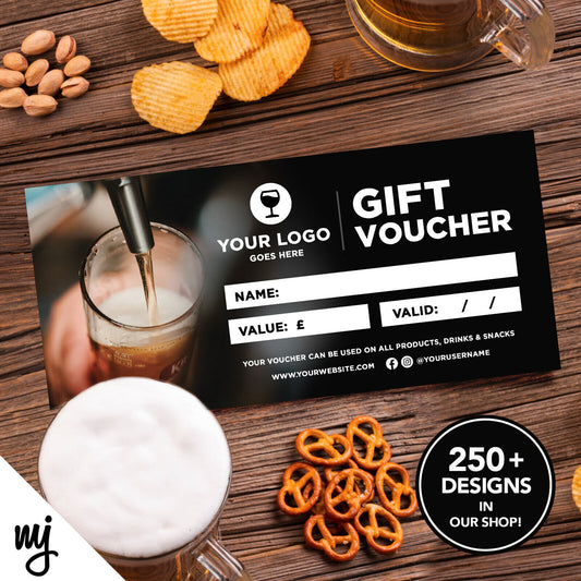 Custom Printed Business Gift Vouchers | Bar Restaurant Pub Beer Wine 01