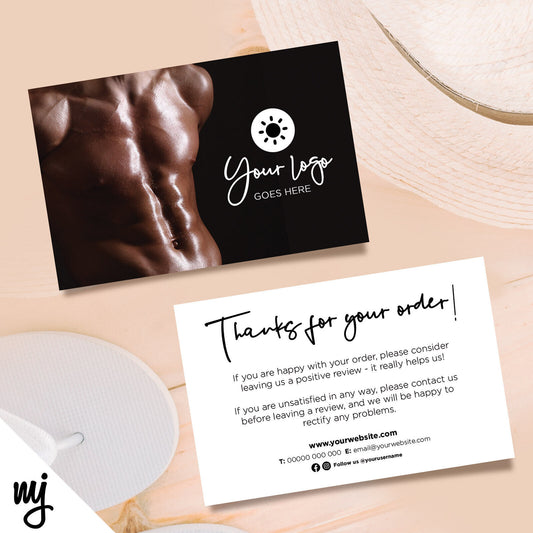 Custom Printed Ebay/etsy Thank You Cards | Spray Tan Fake Tan Tanning Sun Bed 03