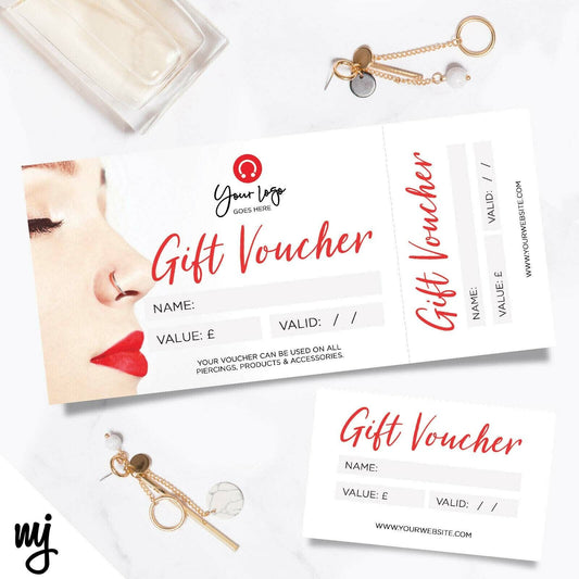 Custom Printed Gift Vouchers | Perforated | Piercing Ear Nose Jewellery 01