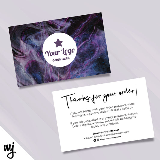 Custom Printed Ebay/etsy Thank You Cards | Space Purple Stars Sky Galaxy Swirl