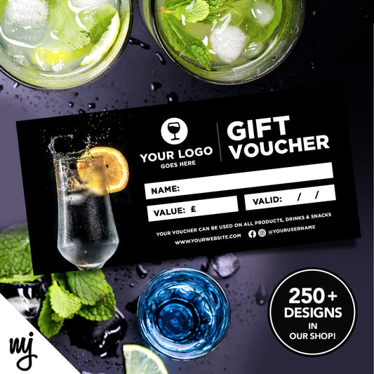 Custom Printed Business Gift Vouchers | Cocktail Bar Restaurant Drinks Pub 2