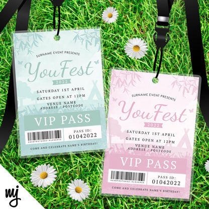 Personalised Boho / Chic Festival Style Vip Passes Lanyards Party Invitations