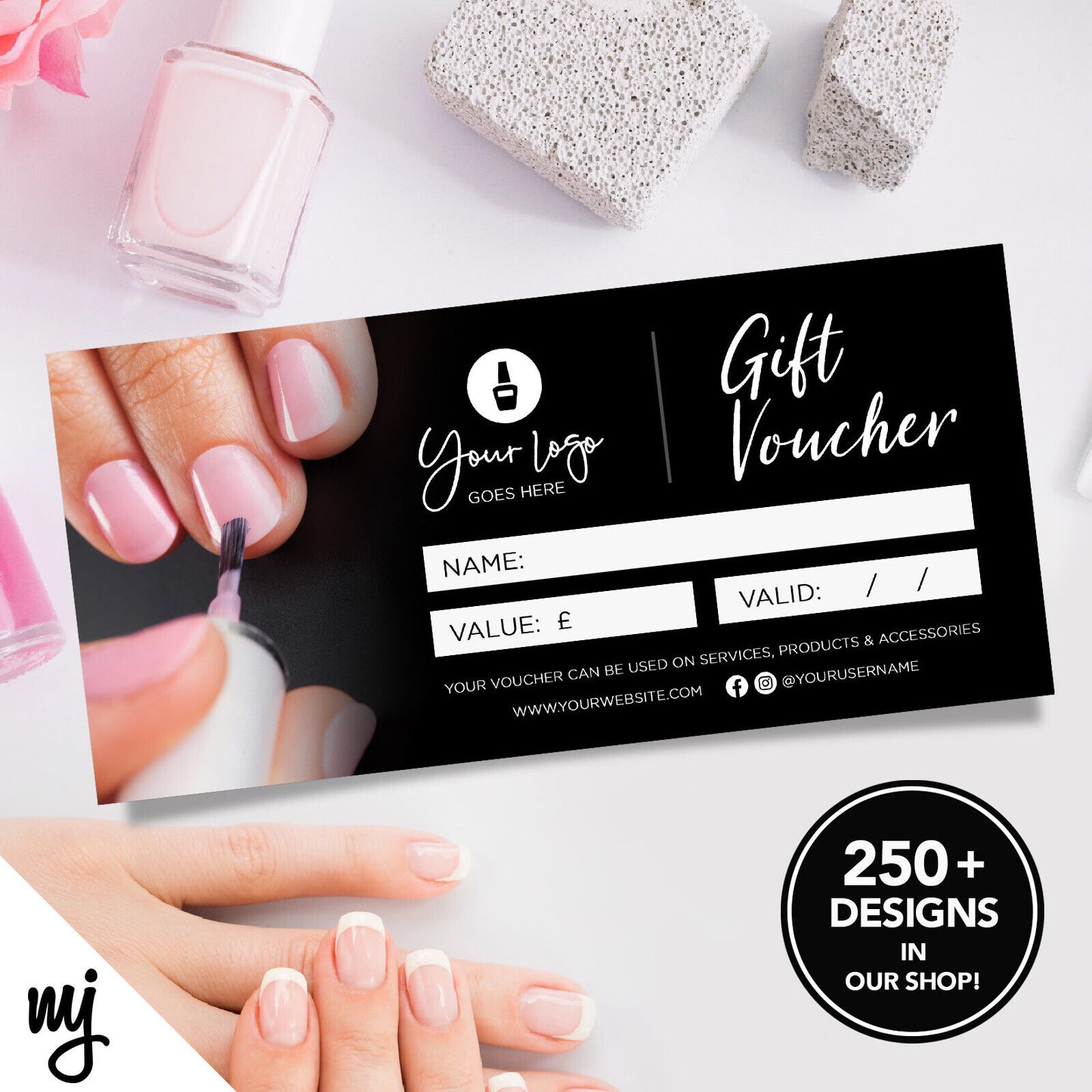 Custom Printed Business Gift Vouchers | Nail Nails Technician Beauty Therapist 3