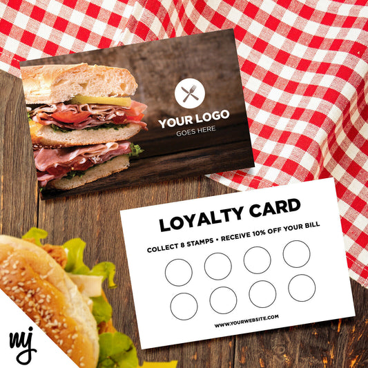 Custom Loyalty Card Printing | Sandwich Sub Roll Shop Cafe Restaurant Business