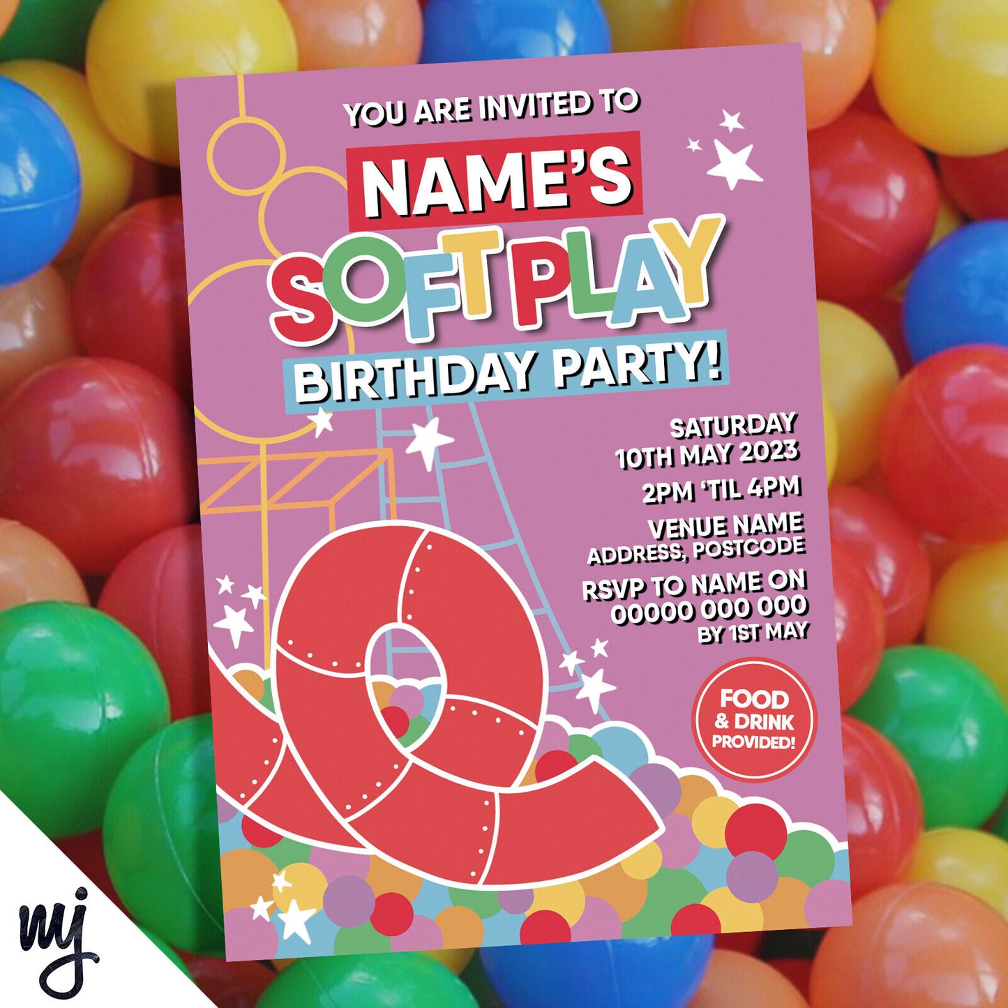 Personalised Soft Play Indoor Play Area Ball Pit Party Invitations For Kids 2