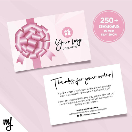 Custom Printed Ebay/etsy Thank You Cards | Pink Bow Gift Package Generic 01