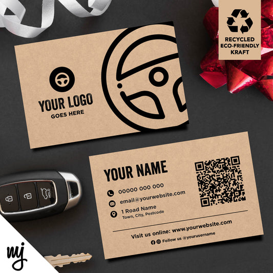 Kraft Business Cards Eco Recyclable | Car Vehicle Valet Showroom Auto Driving 01