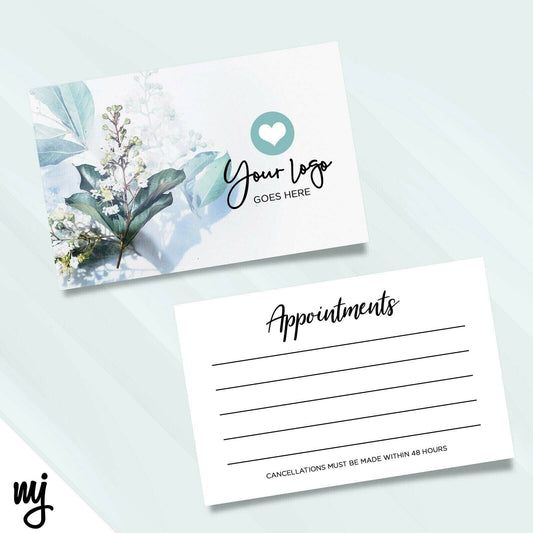 Teal Flower Appointment Cards