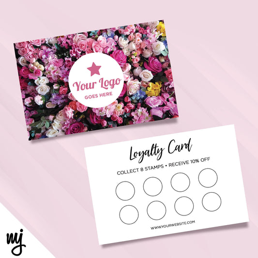 Custom Loyalty Card Printing | Floral Flowers Pink Purple Bright