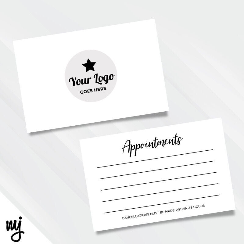 Custom Appointment Card Printing | Plain White Design | Add Your Logo