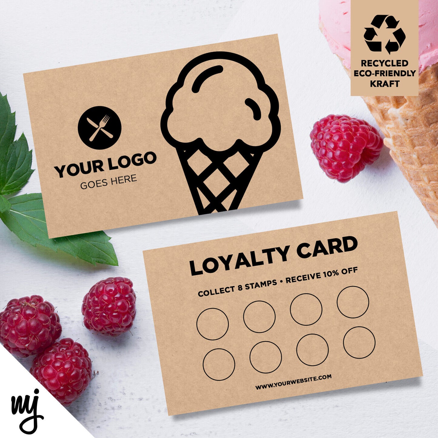 Kraft Loyalty Cards Eco Recyclable | Ice Cream Van Desserts Pudding 04