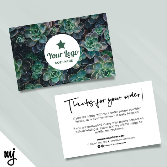 Custom Printed Ebay/etsy Thank You Cards | Nature Natural Leaves Green Pattern