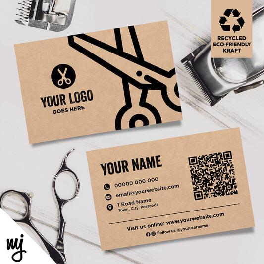 Kraft Business Cards Eco Recyclable | Barber Hairdresser Grooming Men Man 03