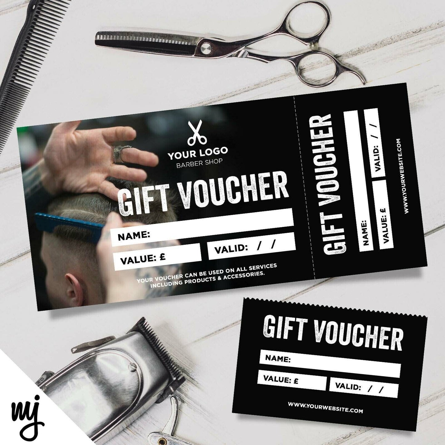 Custom Printed Gift Vouchers | Perforated | Barber Hairdresser Business Men Man