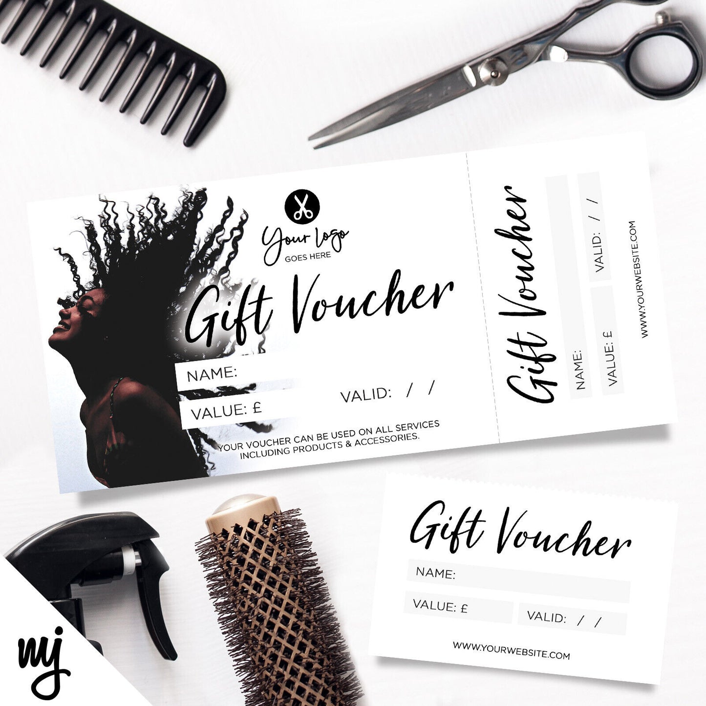 Custom Printed Gift Vouchers | Perforated | Salon Hair Hairdresser Afro 08