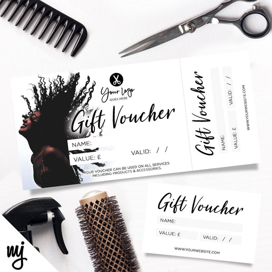 Custom Printed Gift Vouchers | Perforated | Salon Hair Hairdresser Afro 08