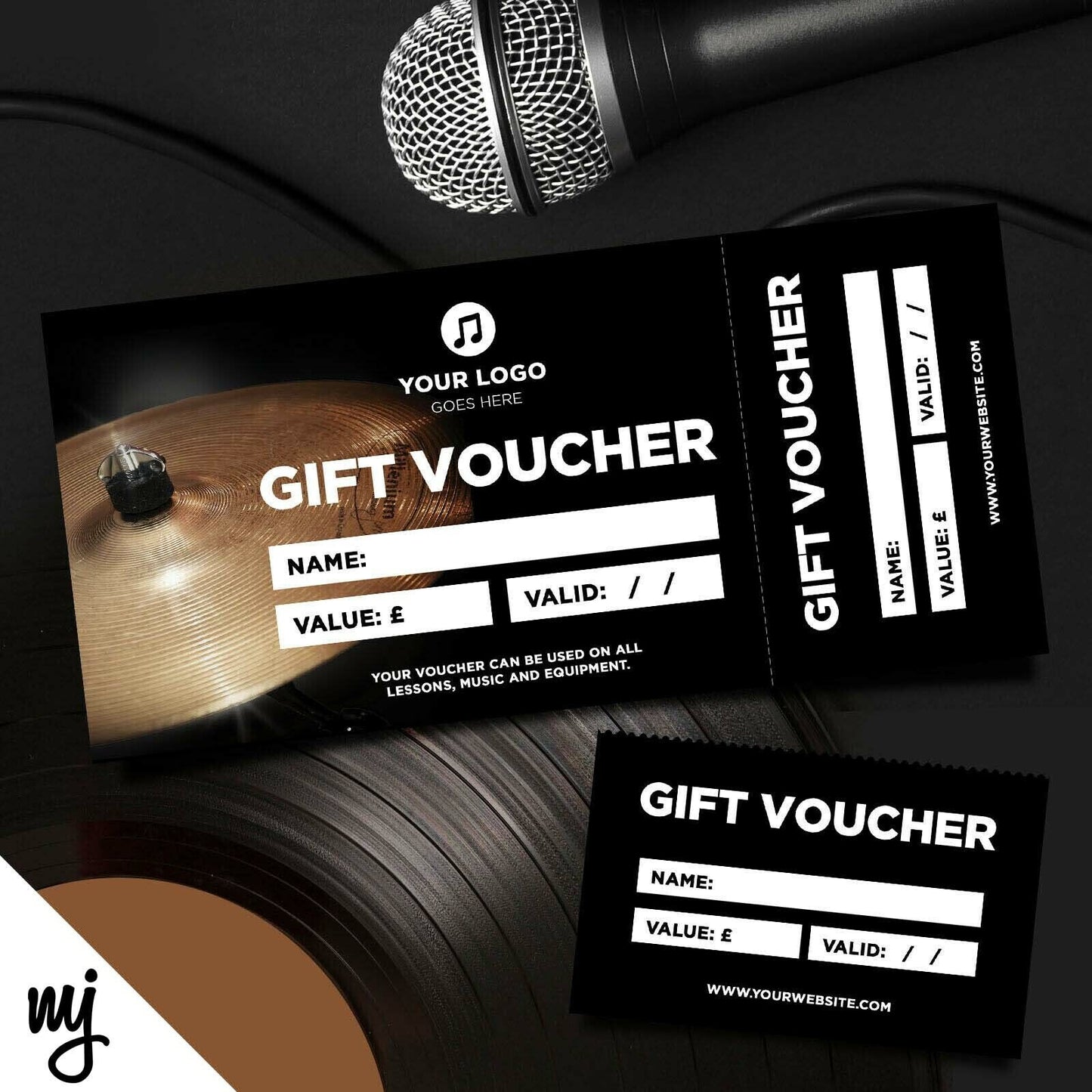 Custom Printed Gift Vouchers | Perforated | Drum Lesson Music Shop Gig Show 02