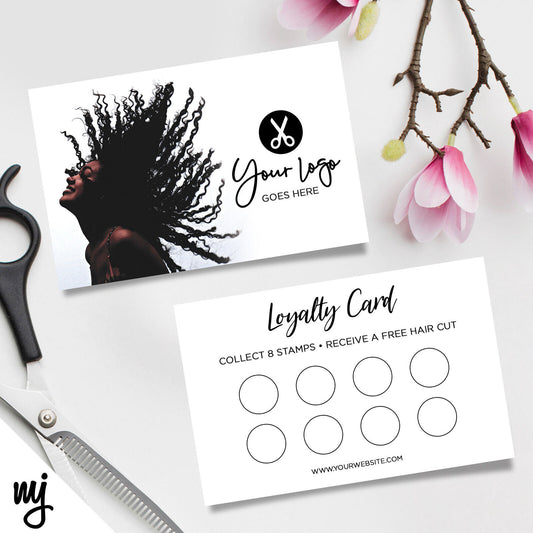 Custom Loyalty Card Printing | Hairdresser Business Women Afro 08