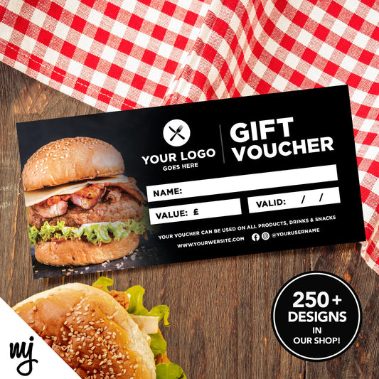 Custom Printed Business Gift Vouchers | Food Restaurant Takeaway Burger 02