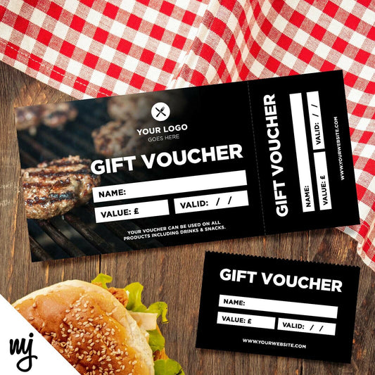 Custom Printed Gift Vouchers | Perforated | Food Restaurant Takeaway Burger 03