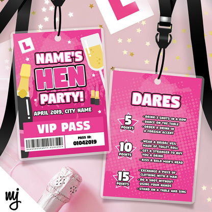 Hen Party Vip Passes & Lanyards