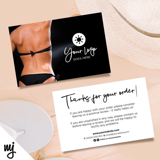 Custom Printed Ebay/etsy Thank You Cards | Spray Tan Fake Tan Tanning Sun Bed 01