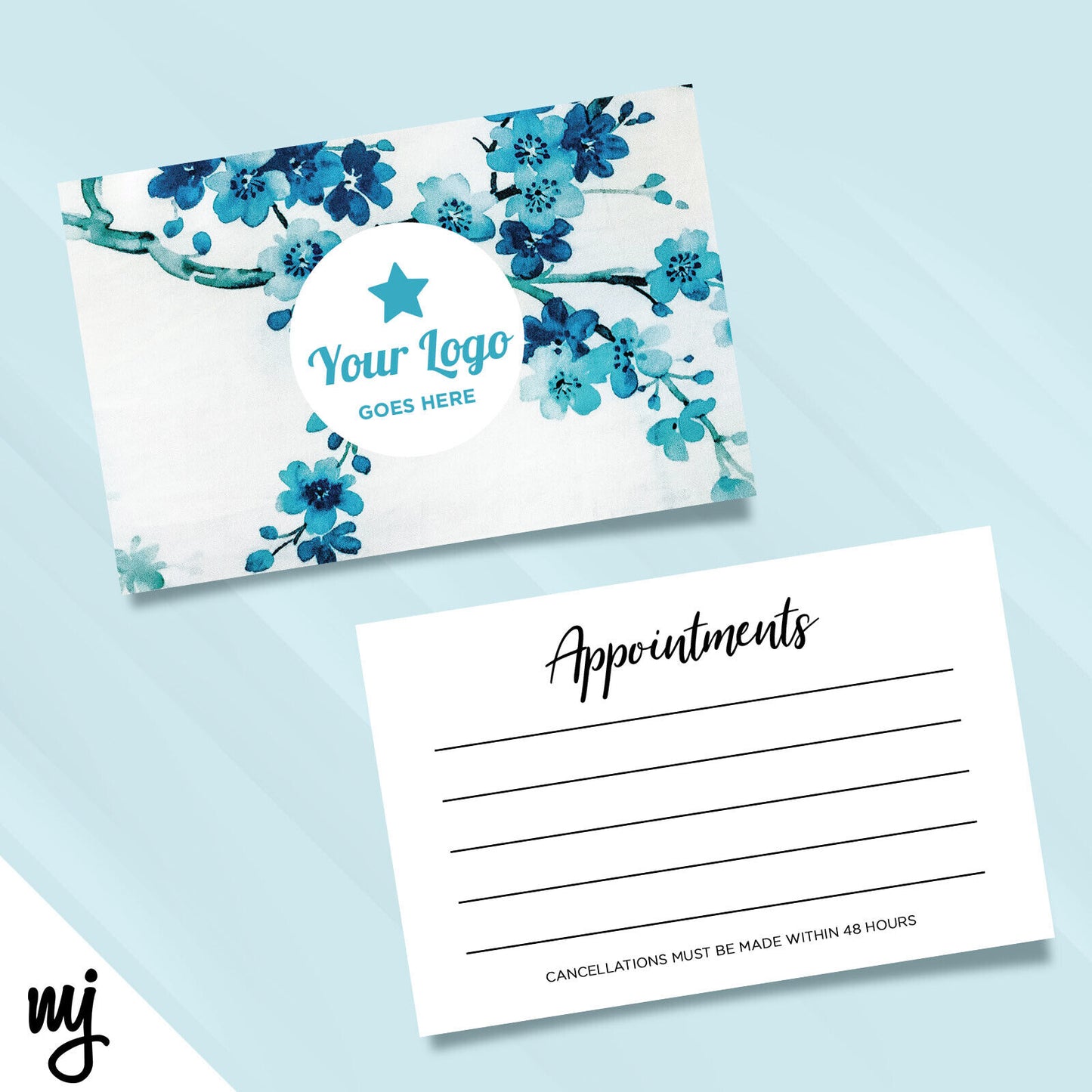 Blue Floral Appointment Cards