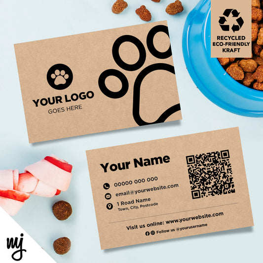 Kraft Business Cards Eco Recyclable | Pet Shop Supplies Dog Cat Sitting Paw 03