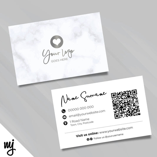 Custom Business Card Printing | Marble Silver Modern Generic Design