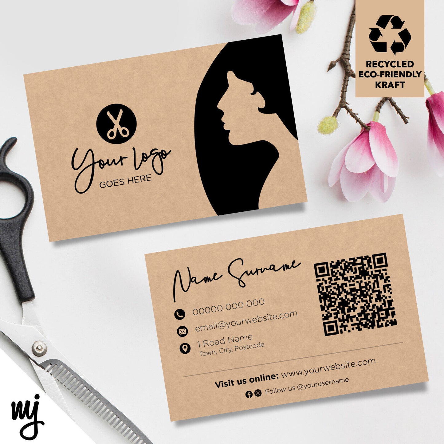 Kraft Business Cards Eco Recyclable | Hairdresser Hair Salon Business Women 03