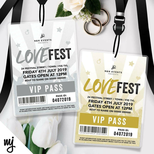 Festival Wedding Engagement Vip Passes & Lanyards