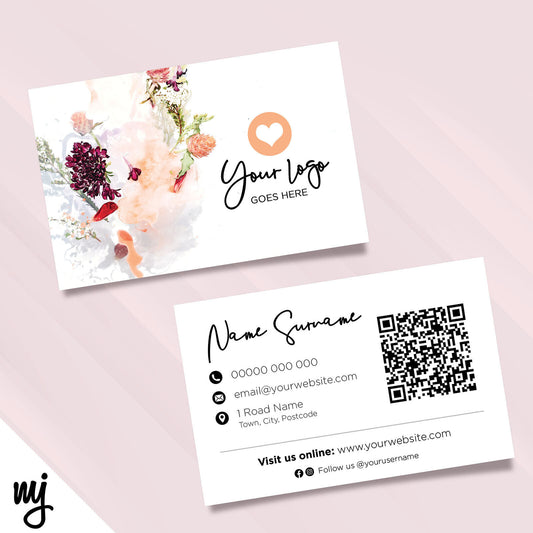 Custom Business Card Printing | Floral Peach Feminine Generic Flower Design 04