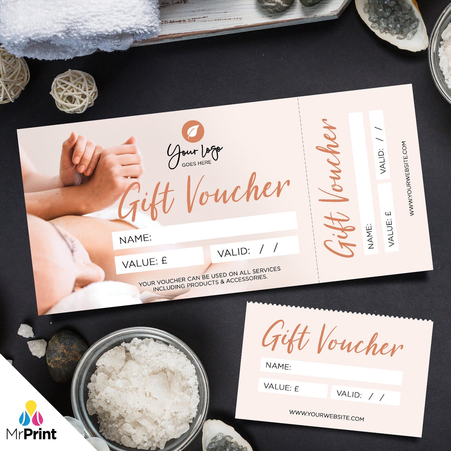 Custom Printed Gift Vouchers | Perforated | Massage Masseur Beauty Therapist 02