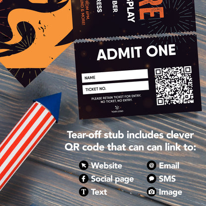 Custom Fireworks Display Bonfire Night Party Ticket Printing Perforated Stubs 2