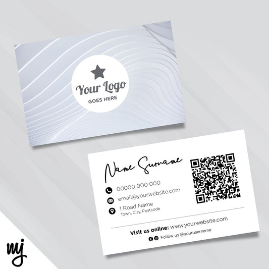 Custom Business Card Printing | Grey Silver Blue Swirl Modern