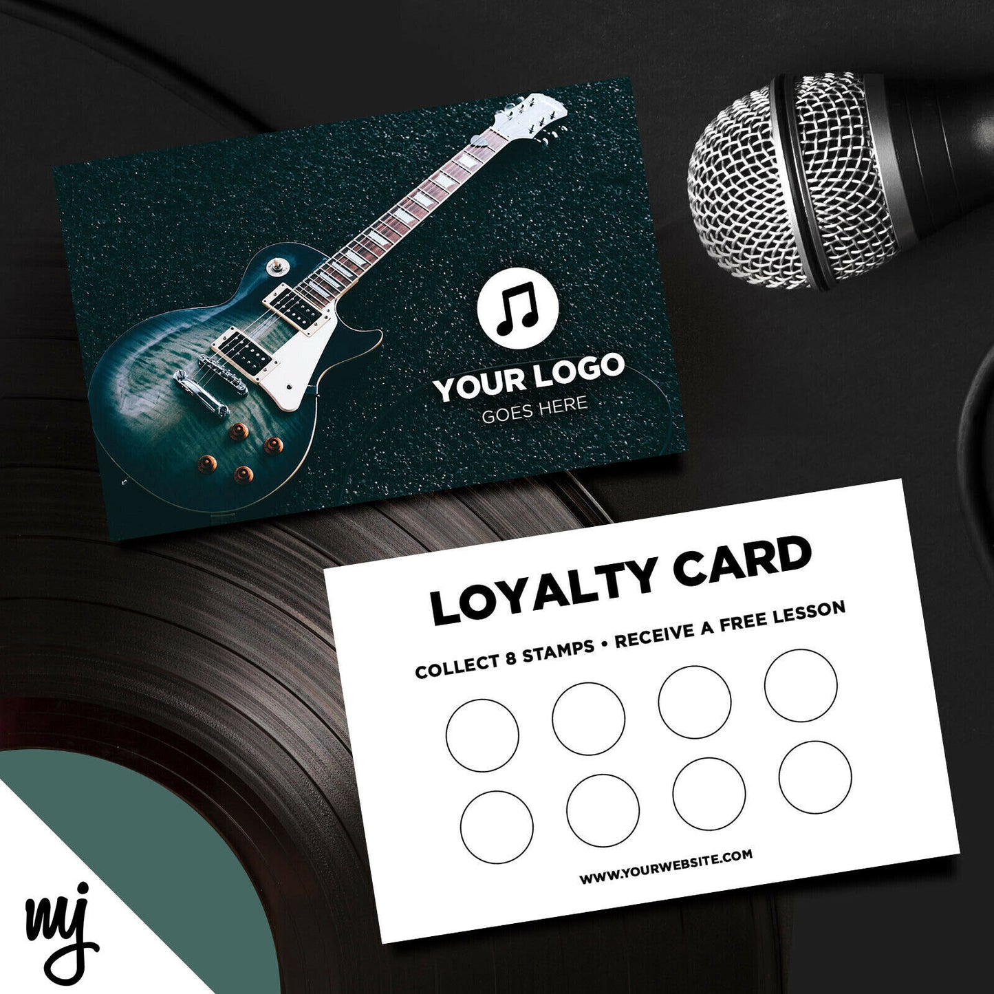 Custom Loyalty Card Printing | Guitar Lesson Music Shop Gig Show Business 03