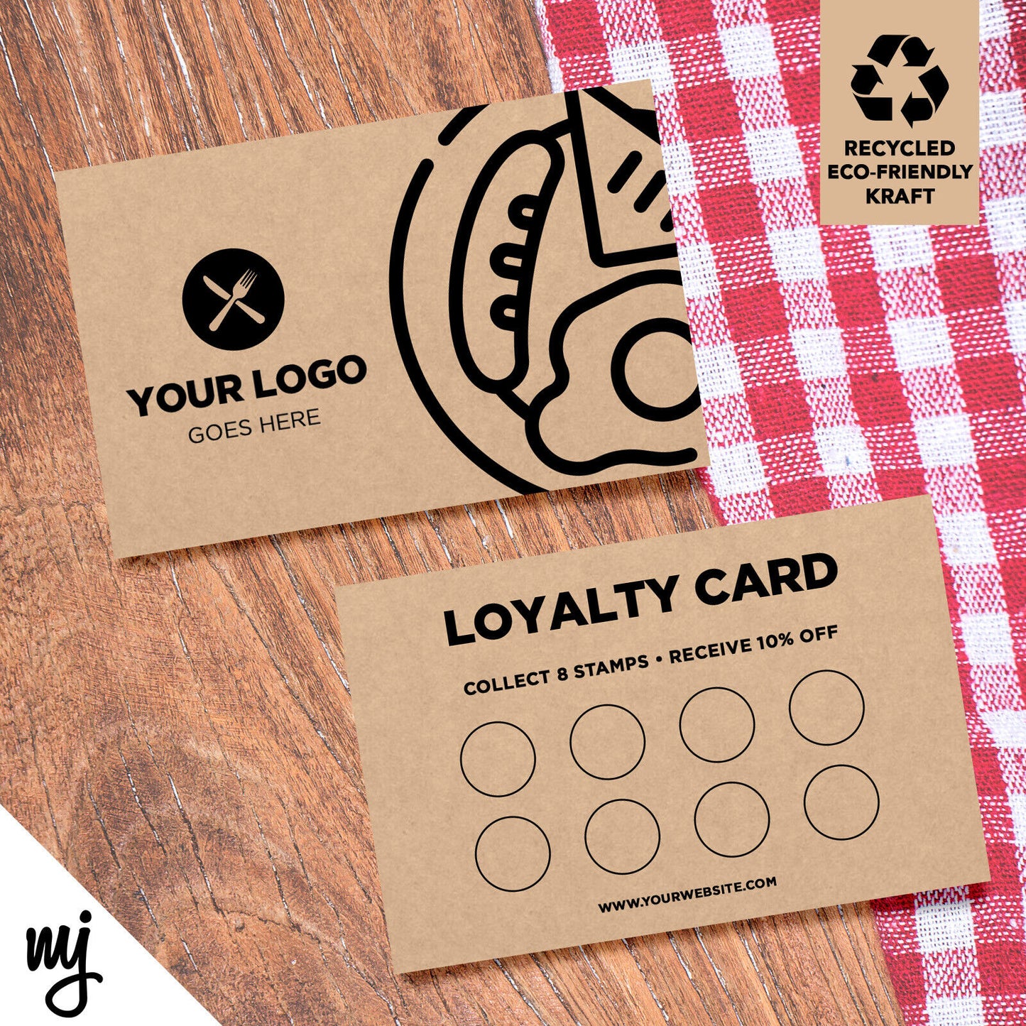 Kraft Loyalty Cards Eco Recyclable | Cafe Breakfast Greasy Spoon Fry Up 05