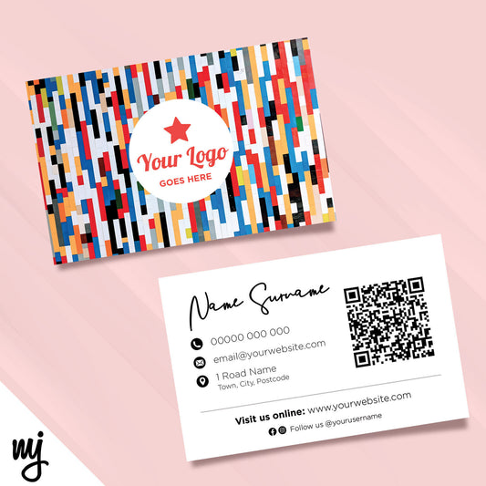 Custom Business Card Printing | Colourful Blocks Colour Pattern Red