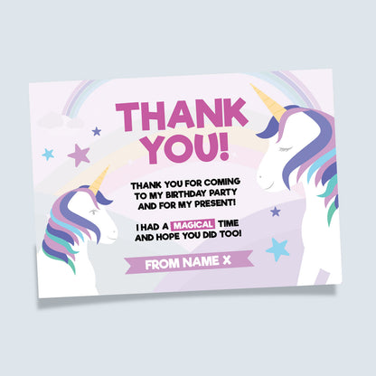 Personalised Unicorn Cute Magical Princess Party Invitations + Thank You Cards