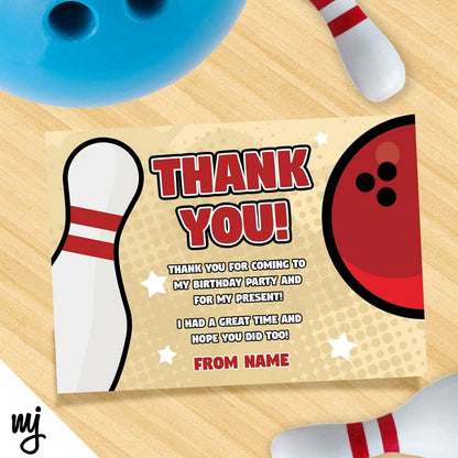 Personalised Bowling Sports Birthday Party Invitations & Thank You Cards