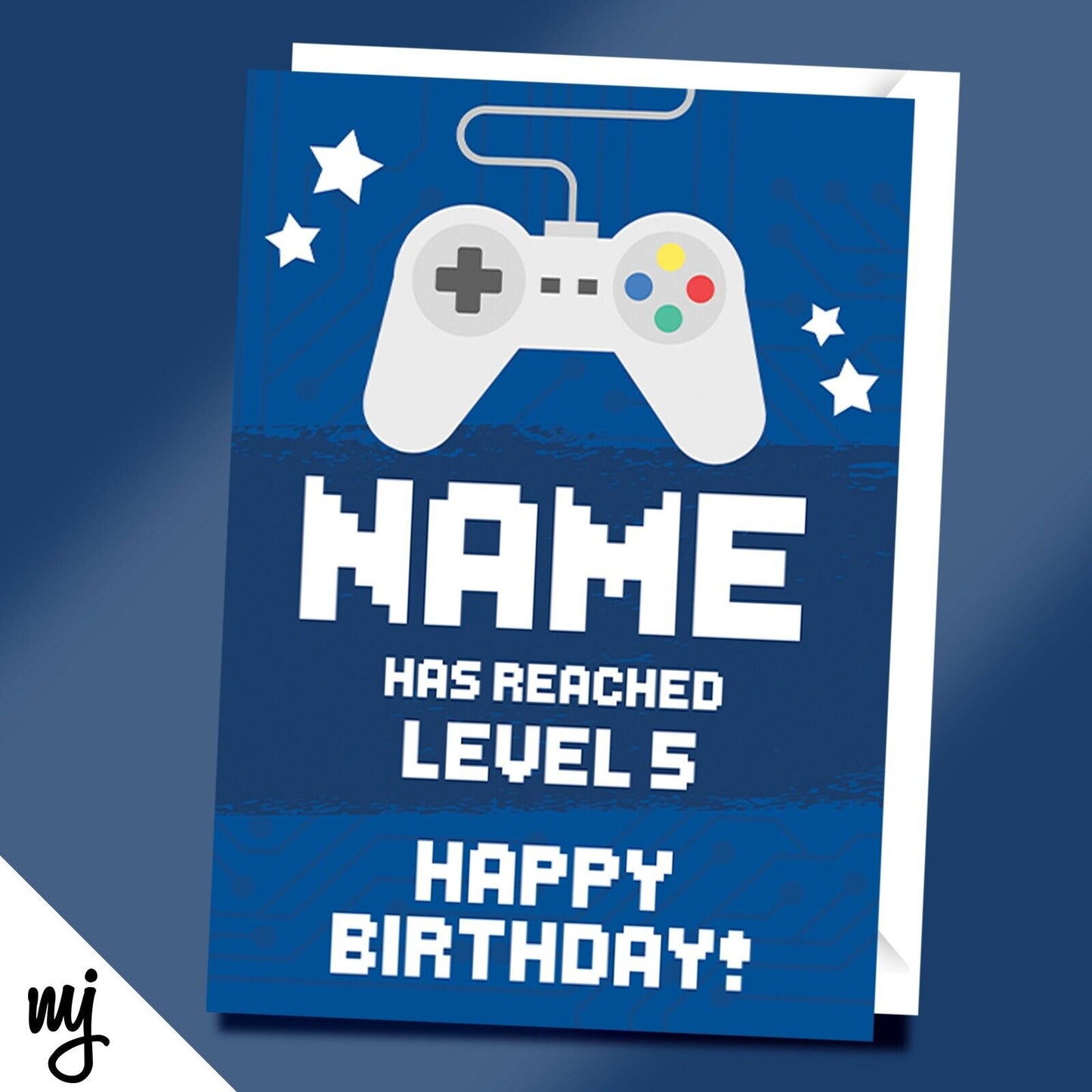 Blue Gaming Birthday Card