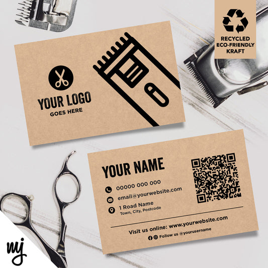 Kraft Business Cards Eco Recyclable | Barber Hairdresser Grooming Men Man 01