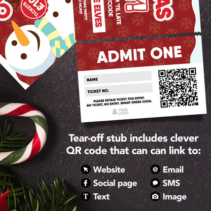 Custom Christmas Party Ticket Printing | Perforated Stubs | Any Event! Snowman