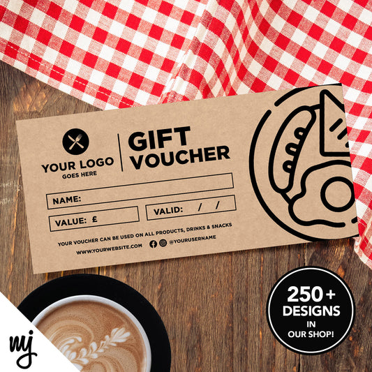 Custom Recyclable Kraft Gift Vouchers | Cafe Breakfast Greasy Spoon Fry Up 05