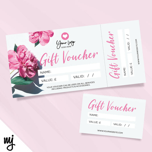 Custom Printed Gift Vouchers | Perforated | Floral Pink Feminine Flower 01