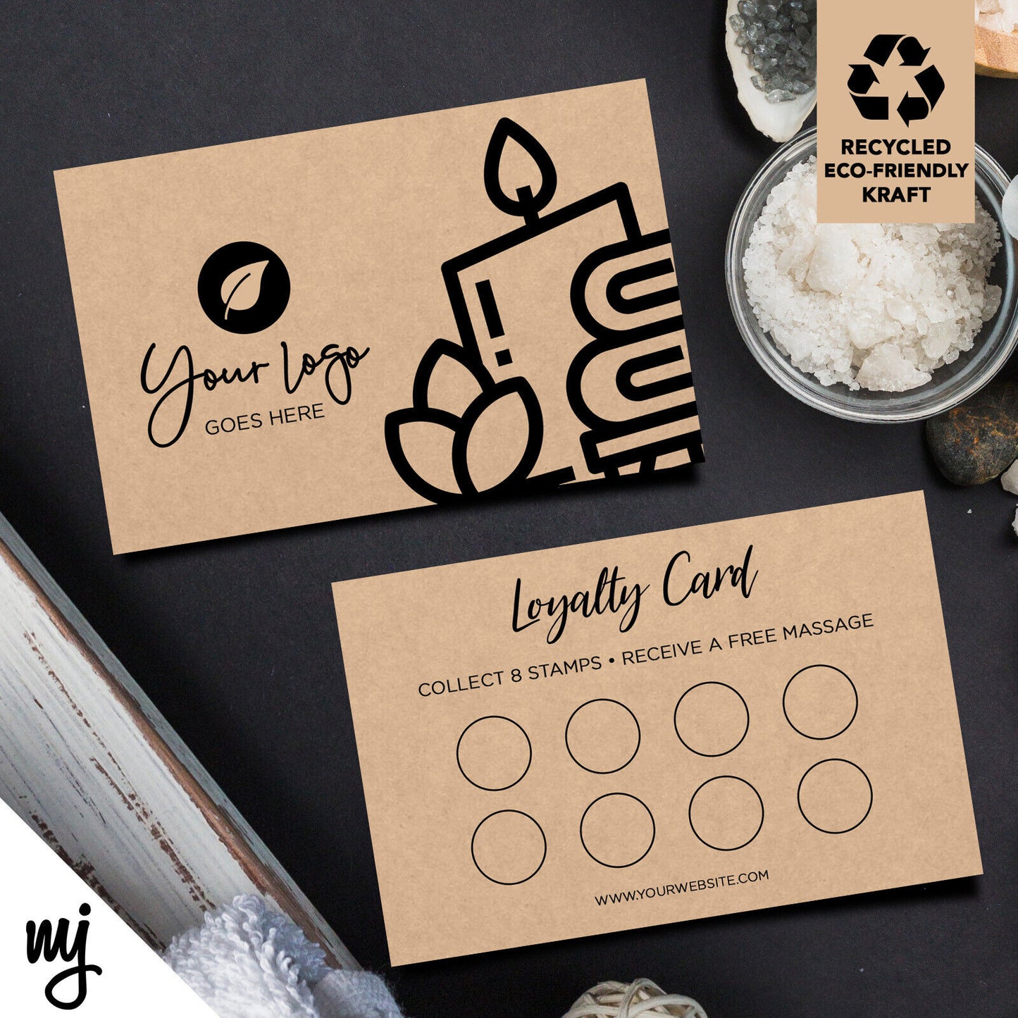 Kraft Loyalty Cards Eco Recyclable | Massage Masseur Beauty Therapist Health 05