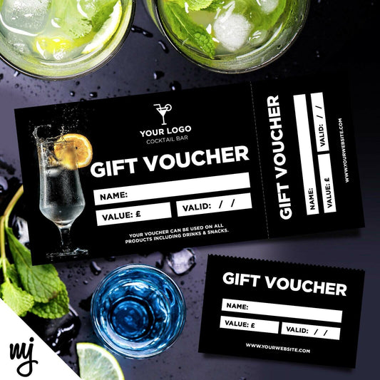 Custom Printed Gift Vouchers | Perforated | Cocktail Bar Restaurant Drinks Pub 2